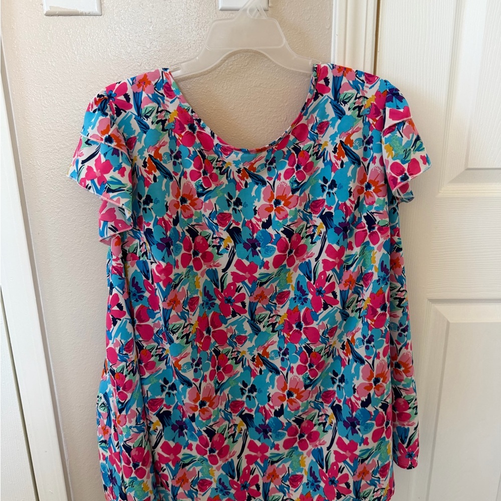 SHEIN Curve Floral Dress - Blue, Pink, Orange